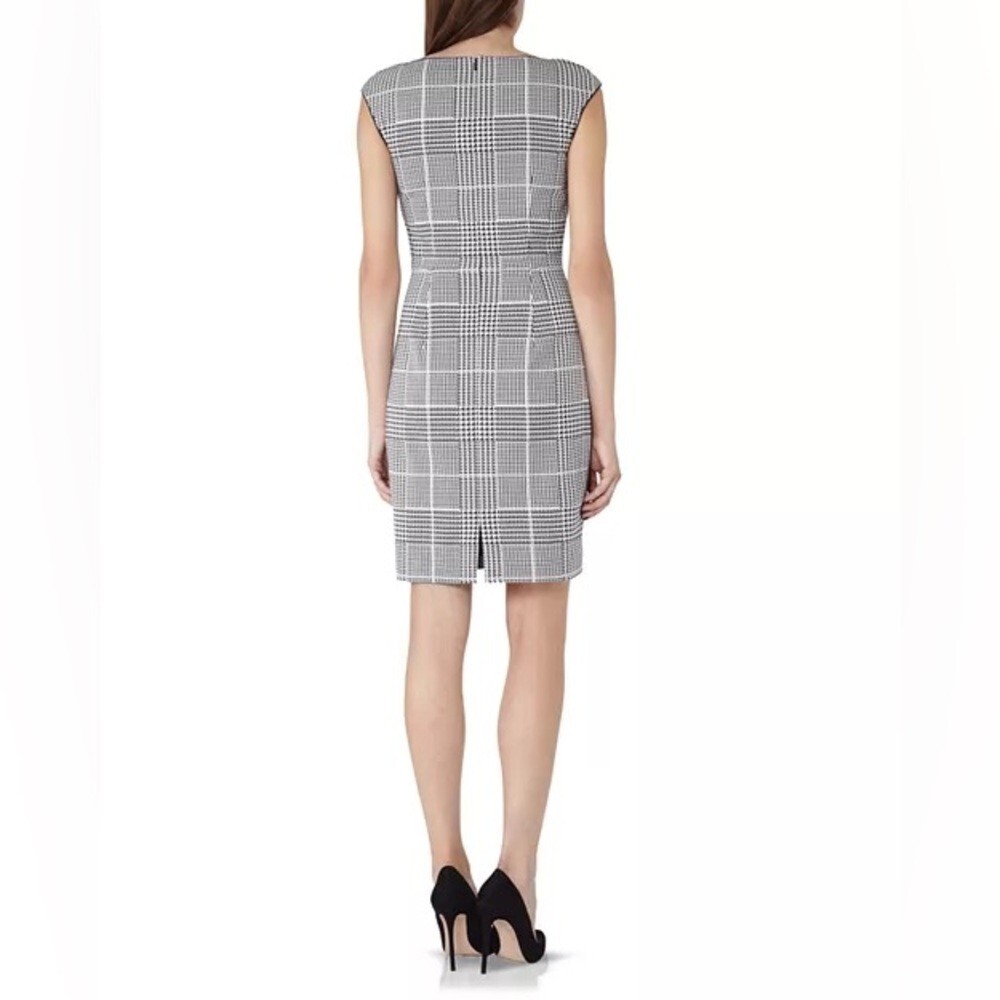 Reiss Dress Women's Size 4 US Ivory Black Houndstooth‎ Check Asymmetric Tailored - Picture 9 of 13